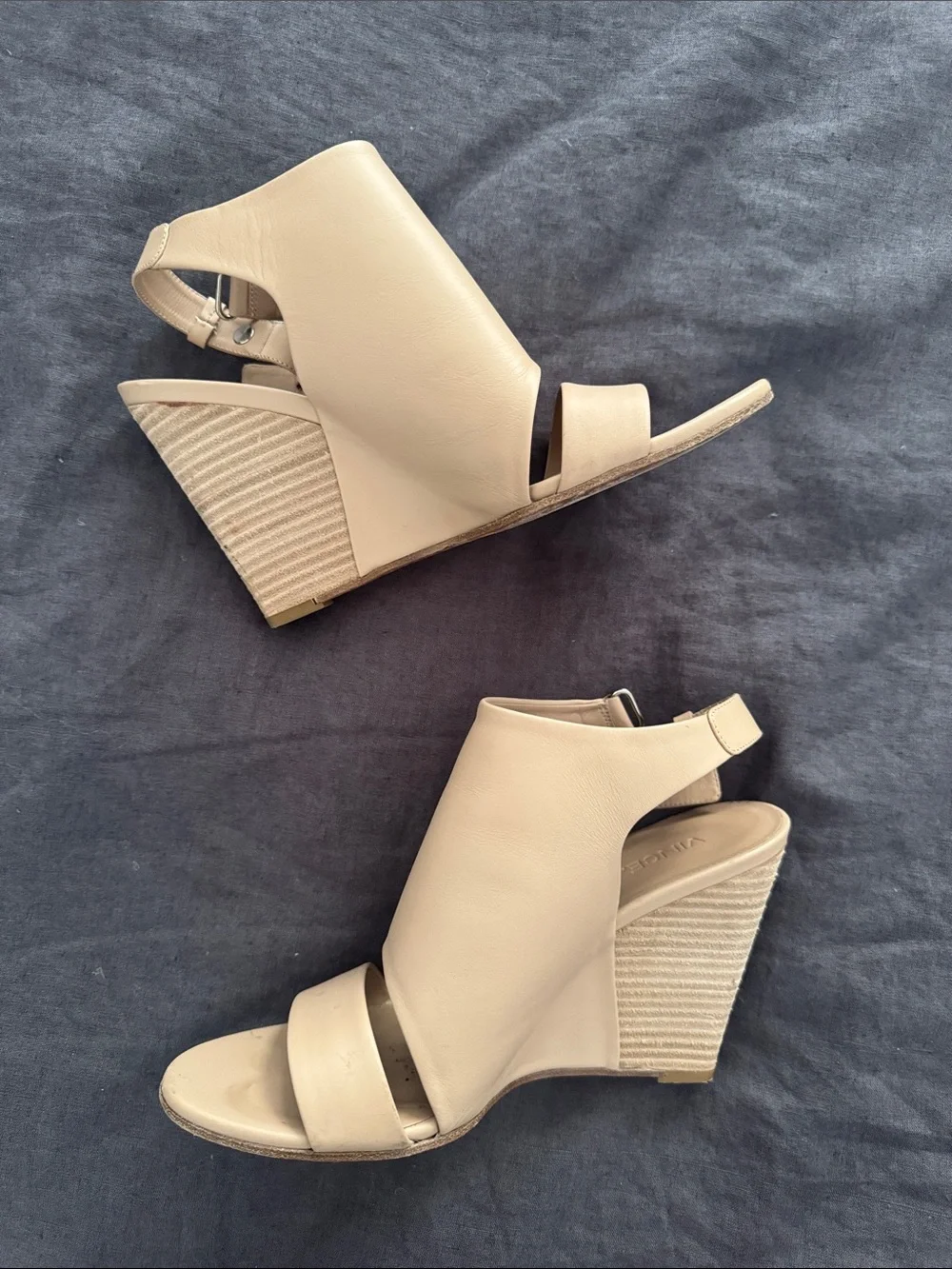 VINCE Karen Nude Leather Wedge
